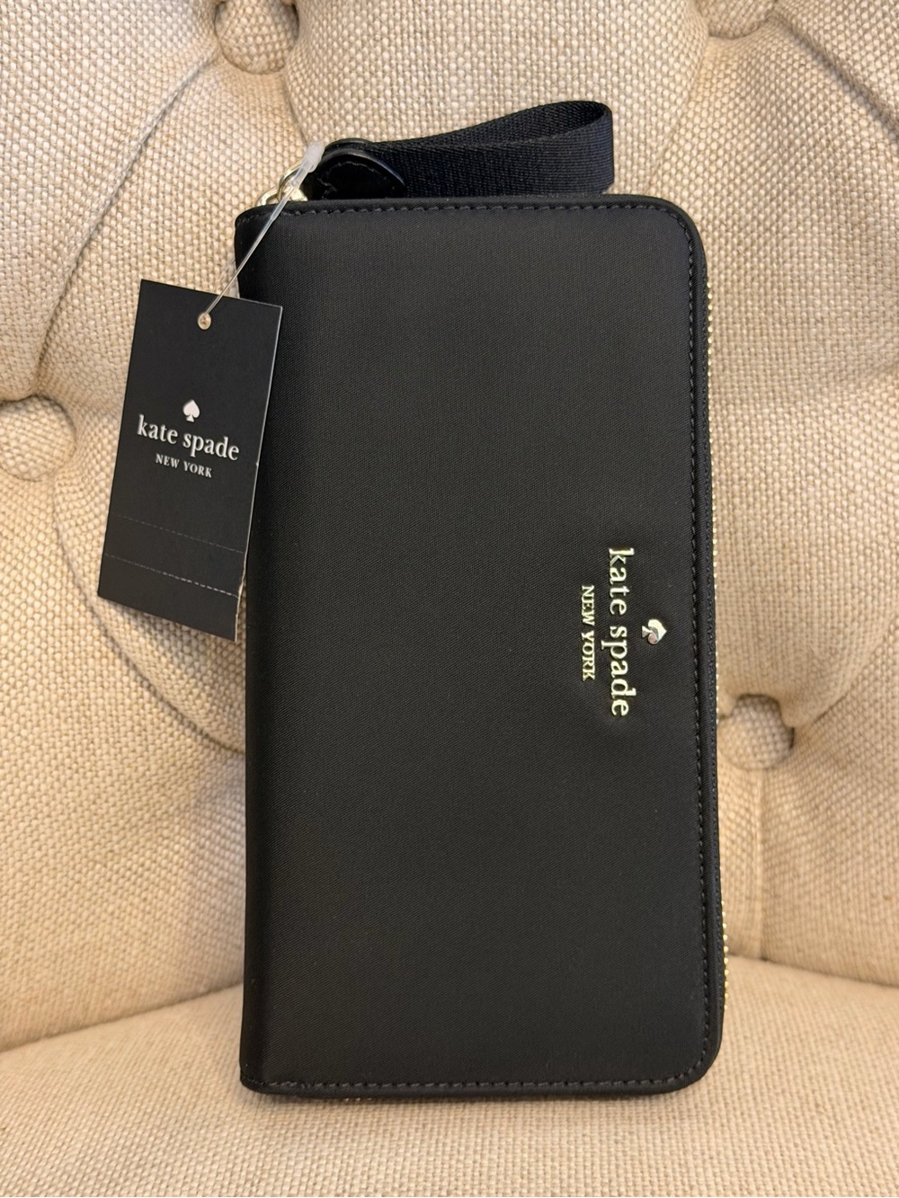 NEW Kate Spade Chelsea Large Continental Nylon Zip Around Wallet KC631 Black